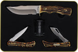 Schrade Uncle Henry LE 2023 Fixed & Folder Staglon 3 Pc Gift Set 1200444