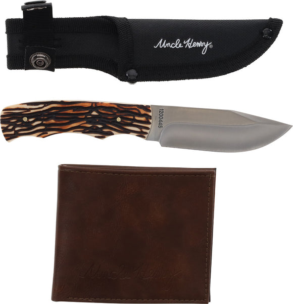 Schrade Uncle Henry Fixed Blade & Wallet Staglon 3 Pc Gift Set 1200445