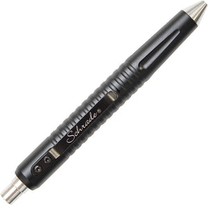 Schrade 5" Black Aluminum Silver Trim Body Tactical Push Button Pen PEN9BK