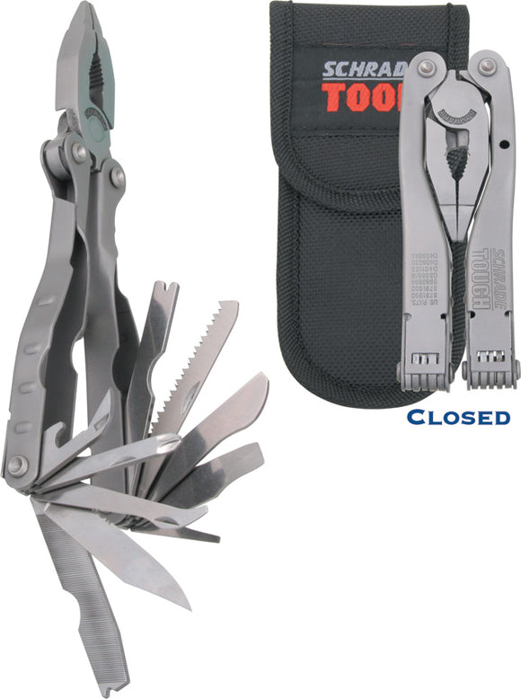 Schrade Stainless Ruler Knife Blades Pliers File Multi-Purpose Tough Tool ST1N