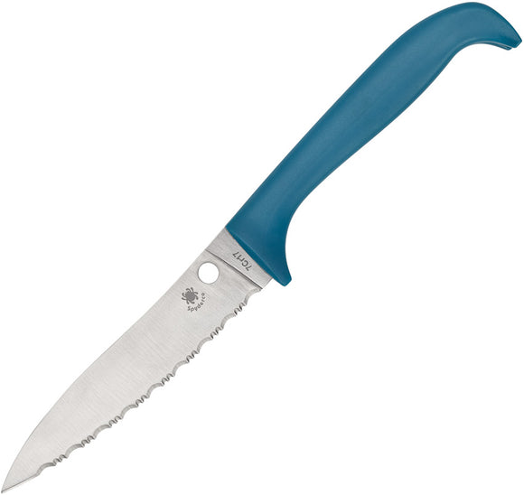 Spyderco Counter Puppy Blue Serrated Kitchen Knife 20sbl