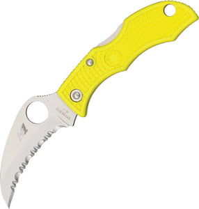 Spyderco Ladybug 3 Lockback Salt Folding Serrated Blade Yellow Knife LYLS3HB