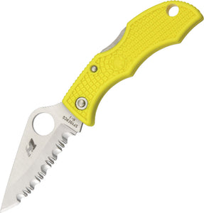 Spyderco Ladybug 3 Lockback Salt Folding Serrated Blade Yellow Knife LYLS3