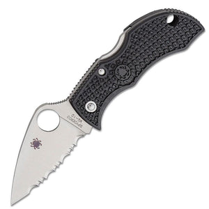 Spyderco Manbug Lightweight Black FRN Folding VG-10 Serrated Knife MBKLFS