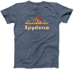 Spyderco Knife Logo Mountain Large Blue Short Sleeve T-Shirt TSMTNL