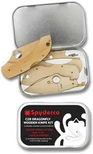 Spyderco Dragonfly C28 Wooden Lockback Folding Blade Knife Gift Craft Kit WDKIT1