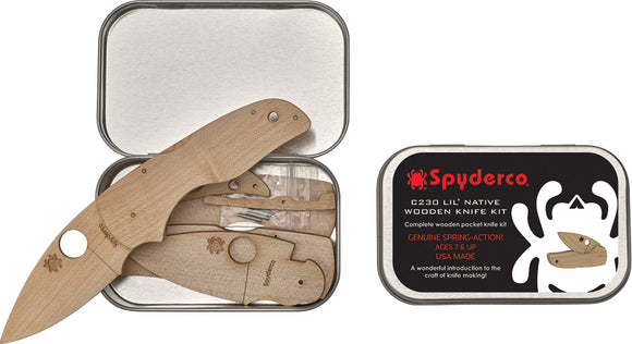 Spyderco C230 Lil' Native Wooden Lockback Folding Knife Making Craft Kit WDKIT2