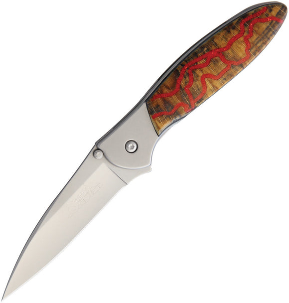 Sante Fe Stoneworks Custom Kershaw Leek A/O Beechwood & Red Coral Knife 1660SBRC