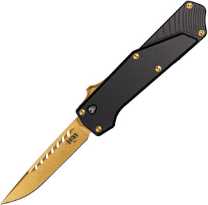 Southern Grind Automatic Arachnid Knife OTF Black Aluminum Bronze S35VN Blade 22204