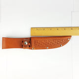 Sheath Straight Knife Brown Basketweave Leather Fits Up To 5" Blade 1134