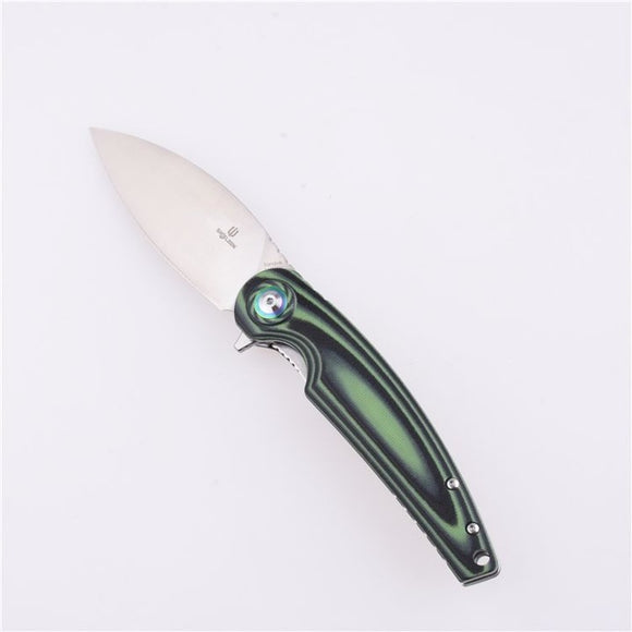 Shieldon Bulbasaur Linerlock Green/Black G10 Folding Sandvik 14C28N Knife 9061GN