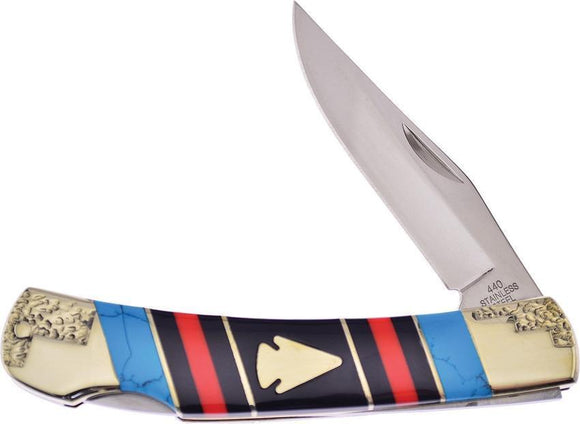 Frost Cutlery Assorted Stone Lockback Silverhorse Stainless Folding Knife