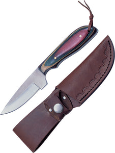Sawmill 8" Equalizer  Multi color Steel File Fixed Blade Game Knife + Leather Sheath sm5