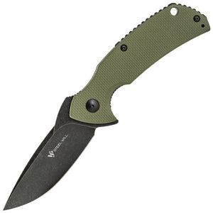 Steel Will Plague Doctor Linerlock Green G10 Black D2 4" Folding Flipper Knife f1633