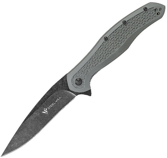 Steel Will F45 Intrigue Gray Linerlock D2 Black Stonewash Folding Knife F4515