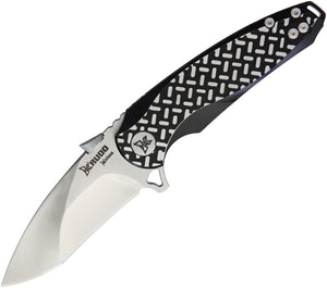 Krudo Revolute Framelock Black 420J2 Handle Glass Breaker Folding Knife 303