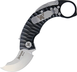 Krudo SNAG X Framelock Black Aluminum Karambit Finger Ring Folding Knife 344