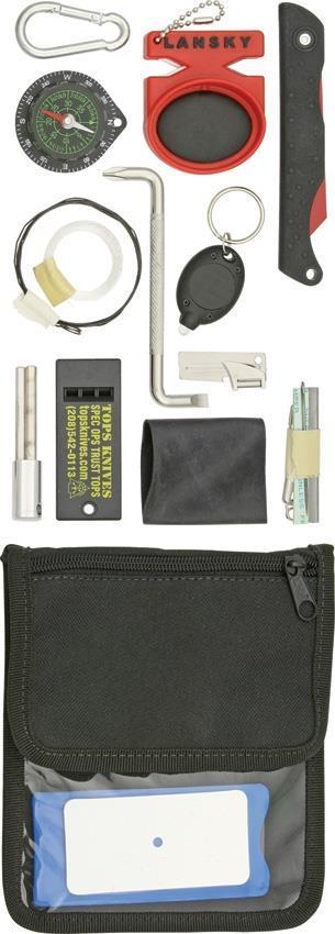 TOPS Survival Neck Wallet Tools Kit Whistle Saw Compass Firestarter Gear