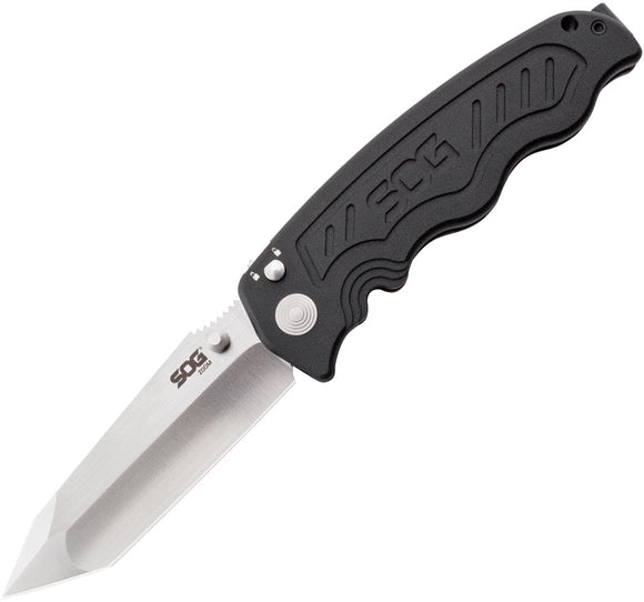 SOG Zoom A/O Black Aluminum Folding AUS-8 Tanto Pocket Knife 00325