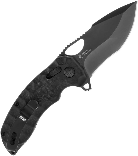 SOG Kiku LTE XR Lock Black Micarta Folding CTS-XHP Stainless Knife 12270457