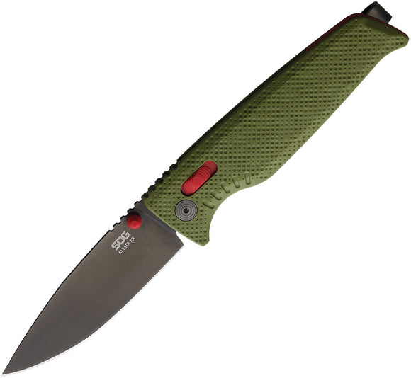 Sog Altair XR Lock Field Green GRN Folding CPM-154 Drop Pt Pocket Knife 12790357