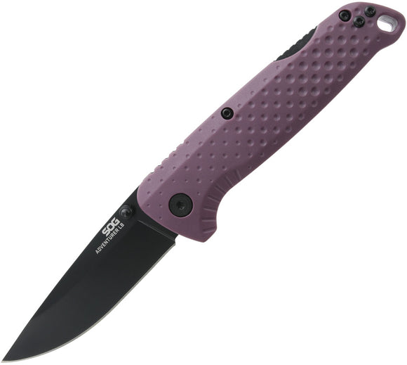 SOG Adventure LB Lockback Purple GFN Folding 5Cr15MoV Pocket Knife 13110443