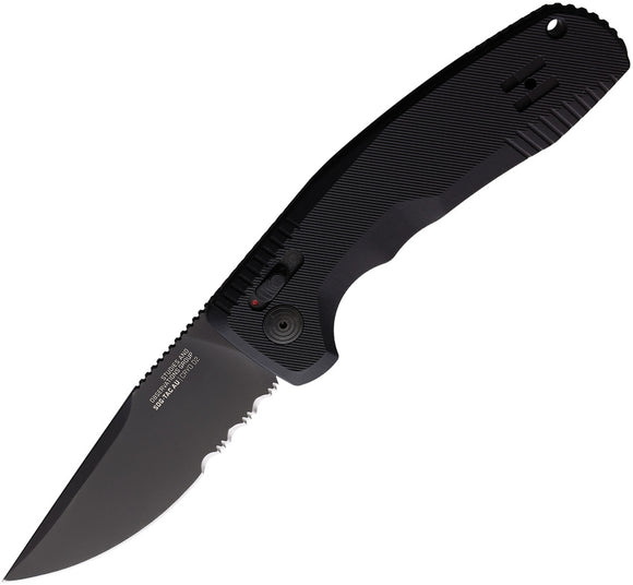 SOG Automatic Sog-Tac Knife AU-XR Lock Black Aluminum Serrated D2 Steel Blade 15380257