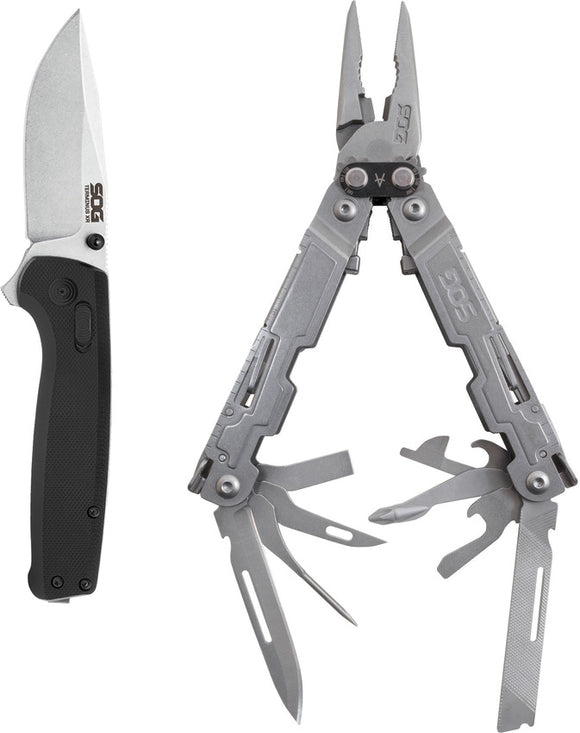 Sog Terminus XR & PowerAccess D2 Steel Multi Tool & Pocket Knife Set 99992445