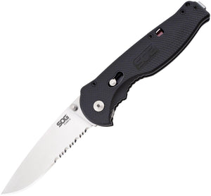 SOG Flash II Black Assisted Opening Piston Lock Satin Folding Knife fsa98cp