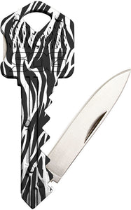 SOG Key Lockback Zebra Pattern Folding Stainless Pocket Knife KEY110B