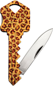 SOG Key Lockback Cheetah Pattern Folding Stainless Pocket Knife KEY111