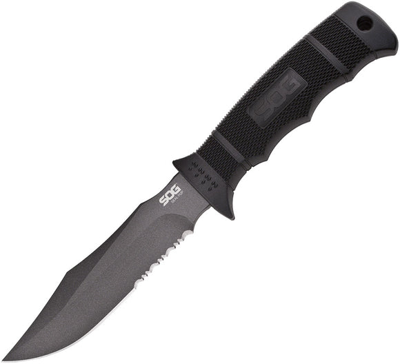 SOG Seal Pup Fixed Serrated Blade Black GRN Handle Knife + Kydex Sheath M37K