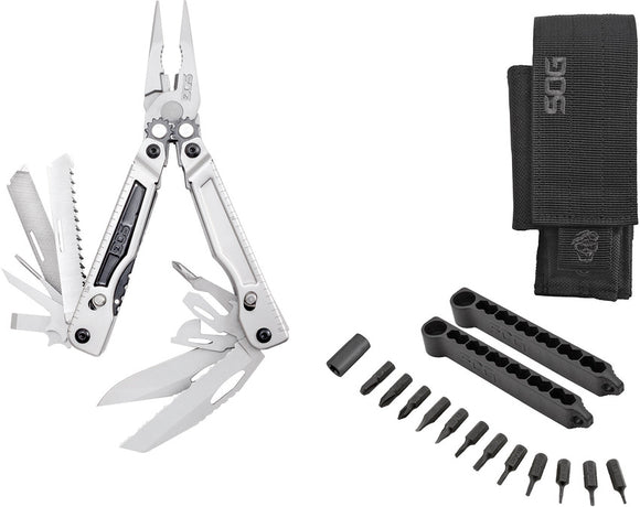 SOG Powerplay Stainless Folding Knife Pliers Multi-Tool w/ Hex Bit Kit PX1001NCP