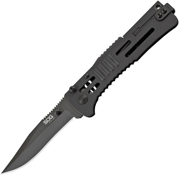 SOG Slimjim Lockback Black A/O Assisted Stainless Plain Folding Knife SJ32CP