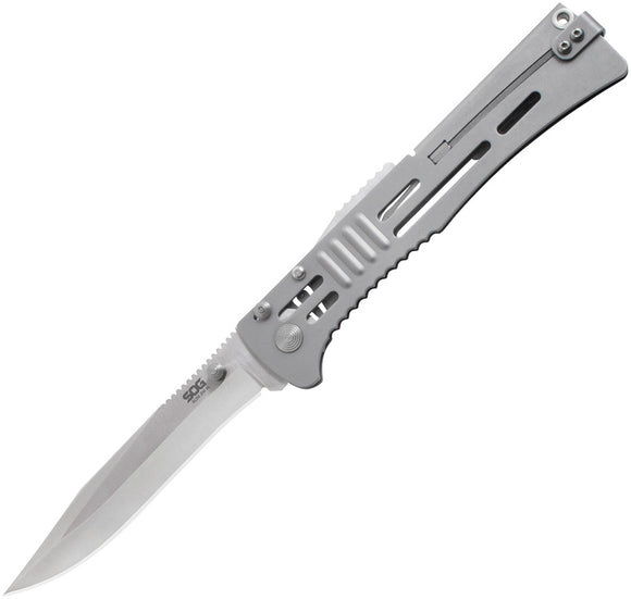 SOG Slim jim XL Lockback A/O Stainless Satin Folding Gray Handle Knife SJ51CP