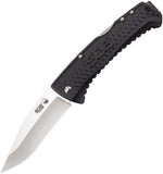 SOG Traction Folding Satin Clip Point Blade Black Handle Folder Knife TD1011CP