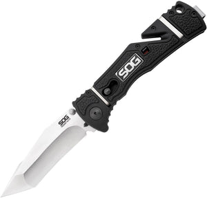SOG Knives Trident Elite Straight Edge Folding Piston Lock Blade Knife - TF103BX