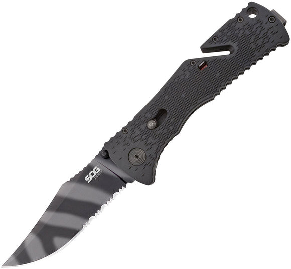 SOG Trident Tigerstripe A/O Assisted AUS-8 Stainless Folding Pocket Knife TF3CP