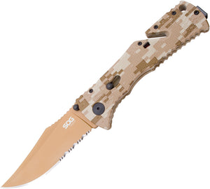 SOG Trident A/O Copper Stainless Folding Clip Pt Desert Digital Camo Knife TF5BX