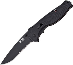 SOG Flash II A/O Black GRN Folding TiNi AUS-8 Pocket Knife TFSA98BX