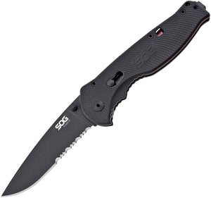 SOG Flash II Black Assisted opening Piston Lock Folding Aus-8 Knife fsa98cp