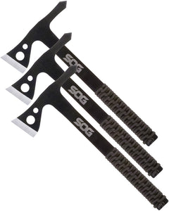SOG Set of 3 Throwing Hawks Fixed Ax Blades Black Paracord Handles Axes TH1001CP