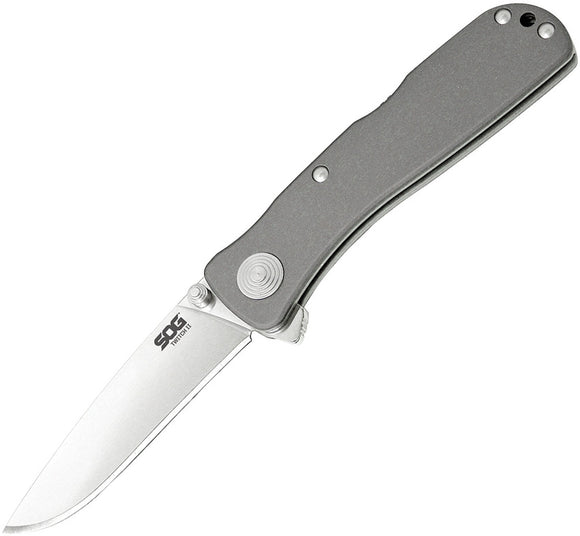 SOG Twitch II Lockback A/O Plain Stainless Aluminum Folding Pocket Knife TWI8CP