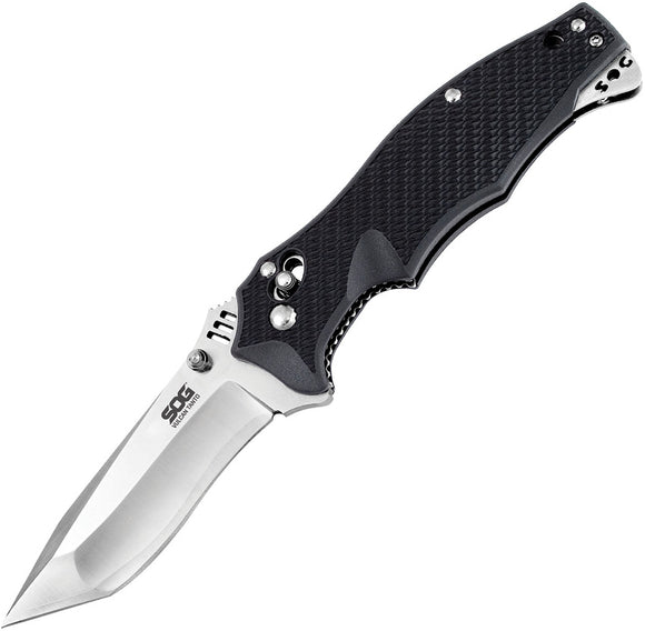 SOG Vulcan VG-10 Stainless Satin Folding Tanto Blade Black Handle Knife VL03