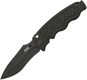 SOG Zoom Black Aluminum A/O Folding TiNi AUS-8 Pocket Knife ZM1012BX