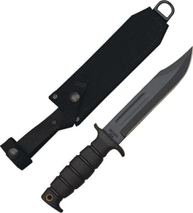 Ontario Marine Combat 7" Fixed 1095 Carbon Steel Black Handle Knife with Sheath