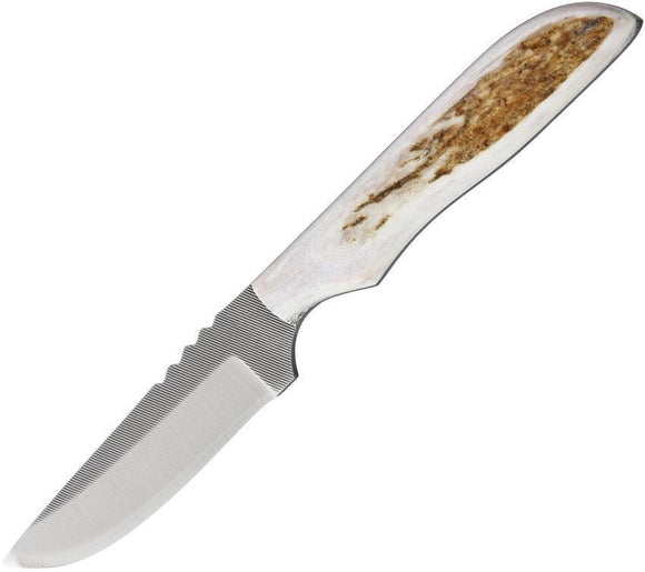 Anza Full Elk Stag Handle Full Tang Fixed Blade Knife w/ Belt Sheath