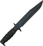 Ontario Fighting Fixed 1095 Carbon Steel Black Handle Knife w/ Belt Sheath