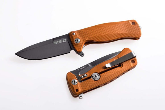 Lion Steel SR22 Framelock Orange Aluminum Black Sleipner Folding Knife