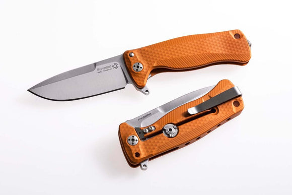 Lion Steel SR22 Framelock Orange Aluminum Satin Sleipner Folding Knife